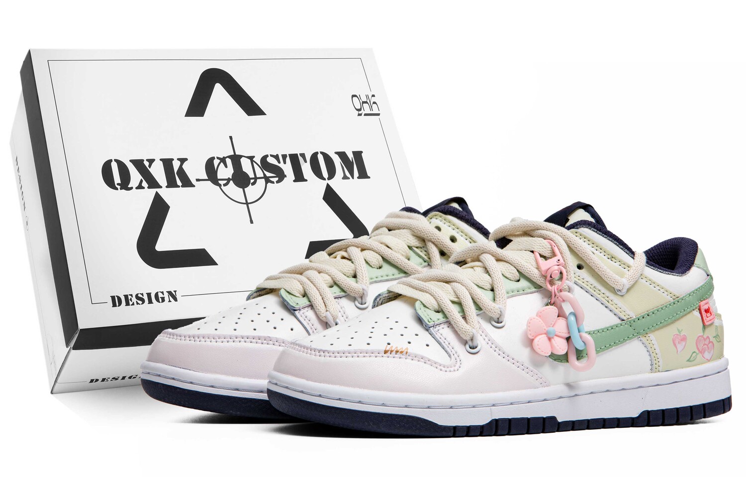 

Кроссовки Nike Dunk Skateboarding Shoes Women's Low-top White/yellow/pink/green, белый