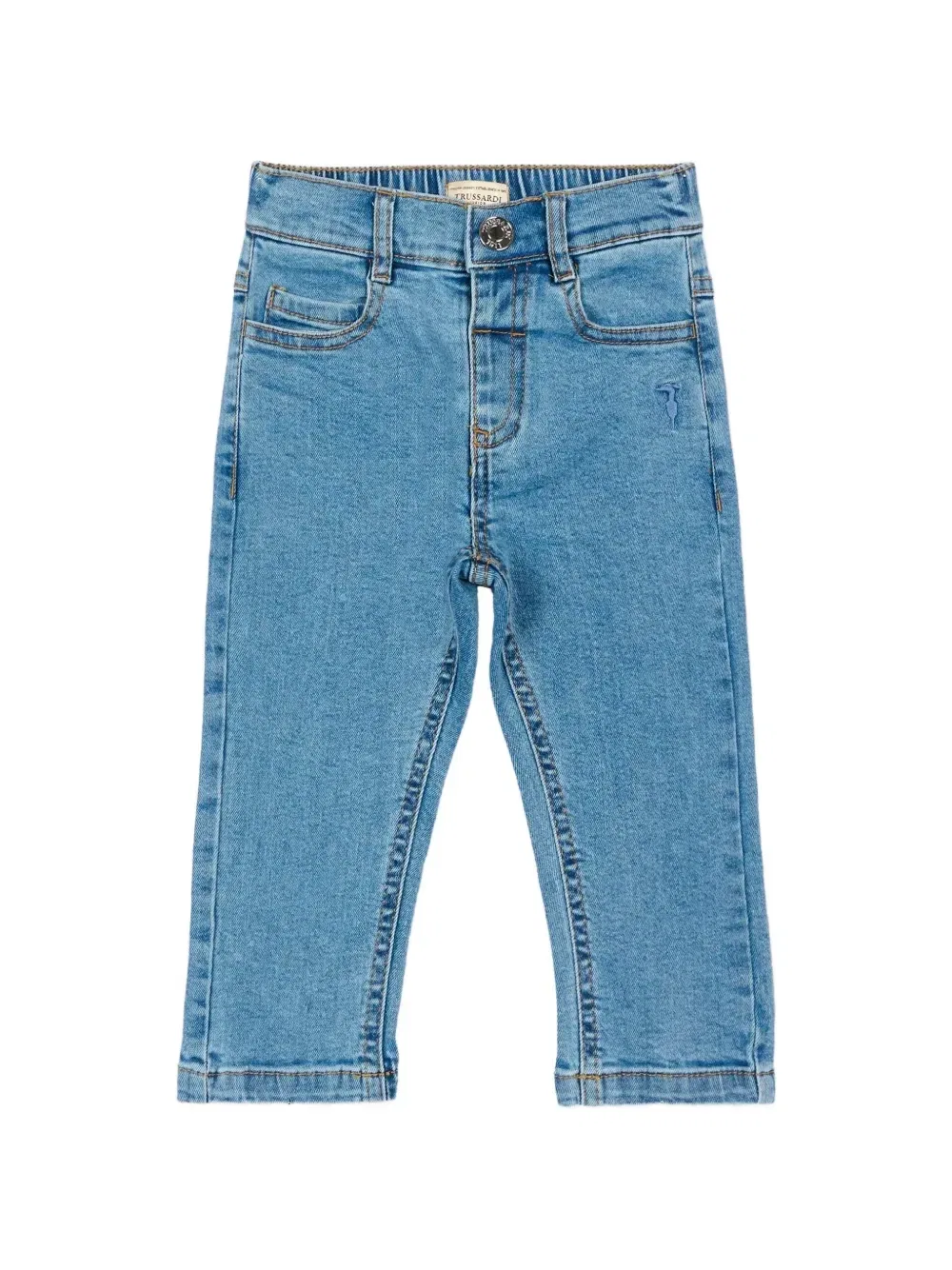 Джинсы на резинке с вышитым логотипом Trussardi Junior, синий
