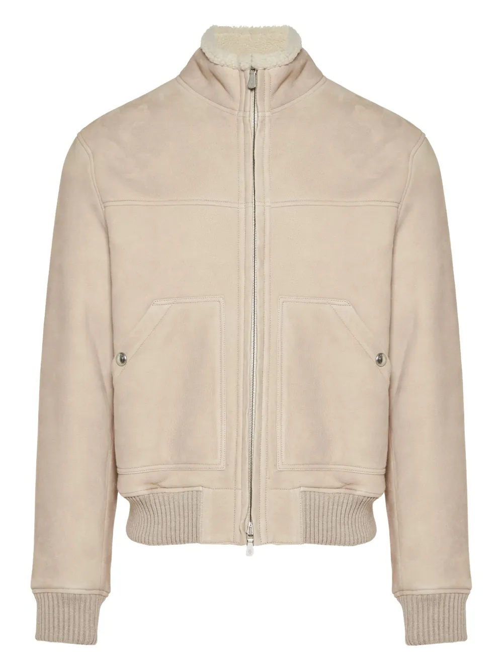 

Куртка из овчины на молнии Eleventy, бежевый