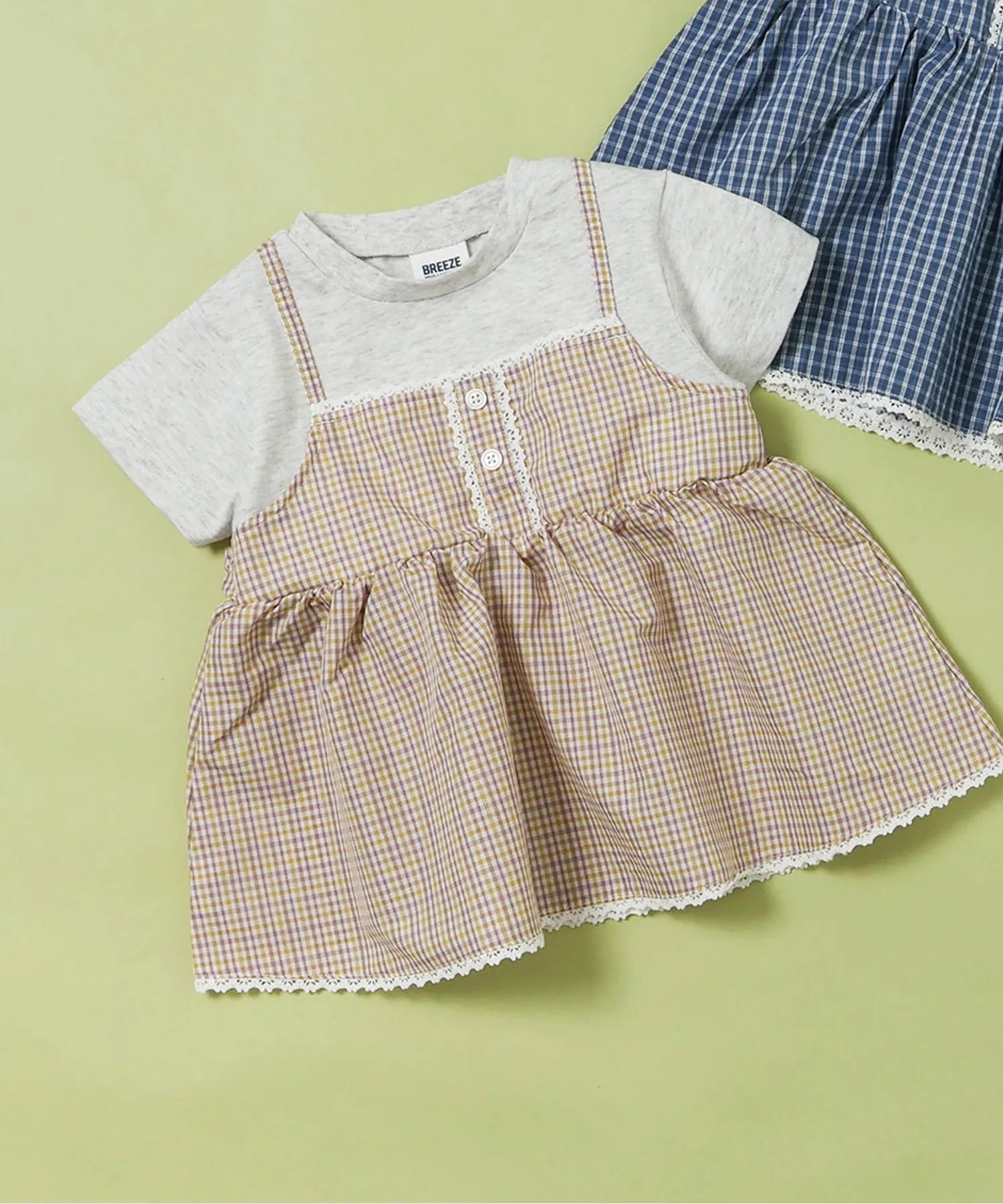 Футболка с чередующимся рисунком BREEZE Check docking T-shirt off-white