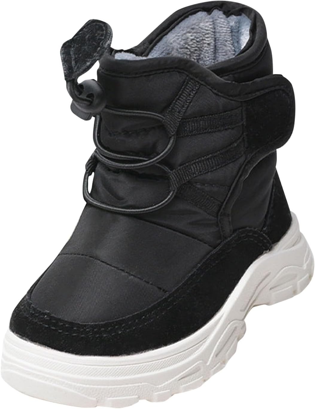 

Водонепроницаемые зимние ботинки для малышей, мальчиков и девочек, с мягким пушистым флисом, теплые, объемные, на ремешках Generic, Black