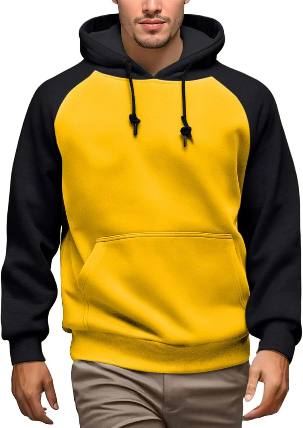 

Толстовка с капюшоном мужская Color Block, длинный рукав, флисовая, с карманом