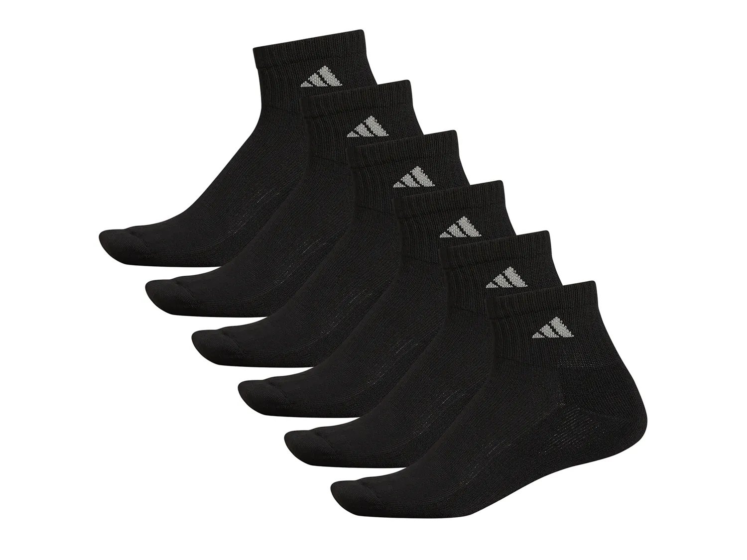 Носки adidas Athletic Cushioned Men's Quarter Ankle Socks - 6 Pack, черный — фото 2