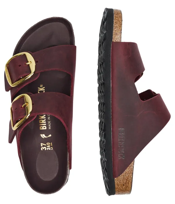 Кожаные тапочки Arizona с большой пряжкой Birkenstock, красный — фото 4