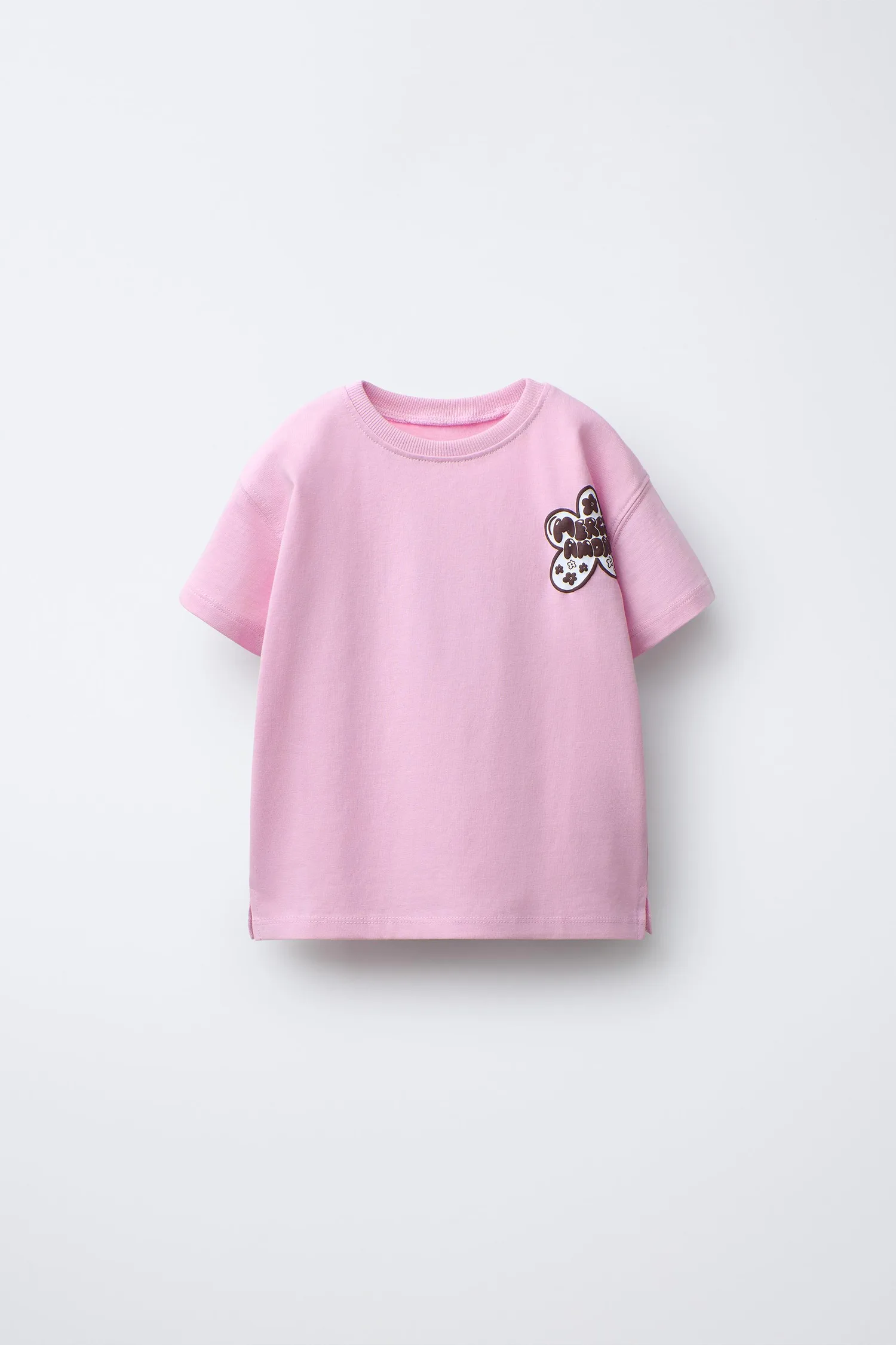 Футболка с рельефным принтом Zara, розовый
