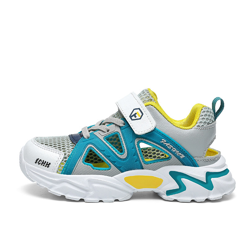 

Дышащие амортизирующие детские кроссовки для бега FCMM, серый/зеленый