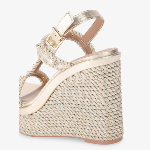 Сандалии Carvela Sorella на клиновидной подошве с веревочными деталями, золотой — фото 4