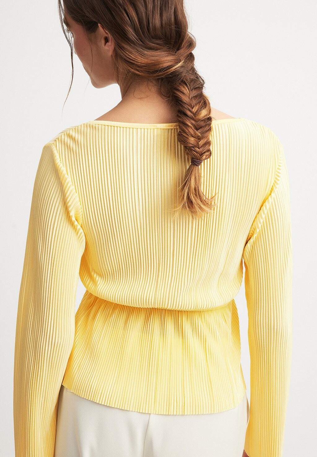 

Блуза PLEATED LONG SLEEVE NA-KD, желтый