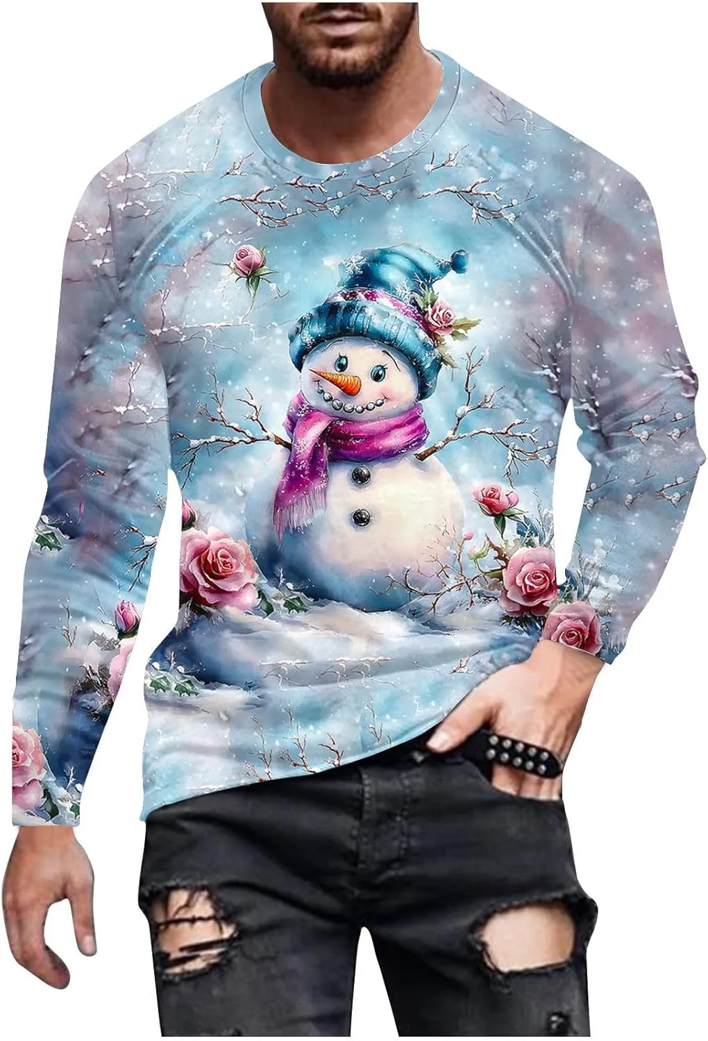

Футболка Long Sleeve с рождественским принтом для мужчин