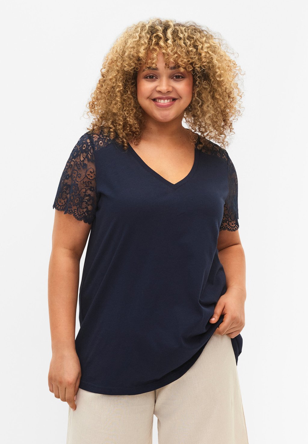 

Футболка с принтом WITH SHORT SLEEVES Zizzi, синий