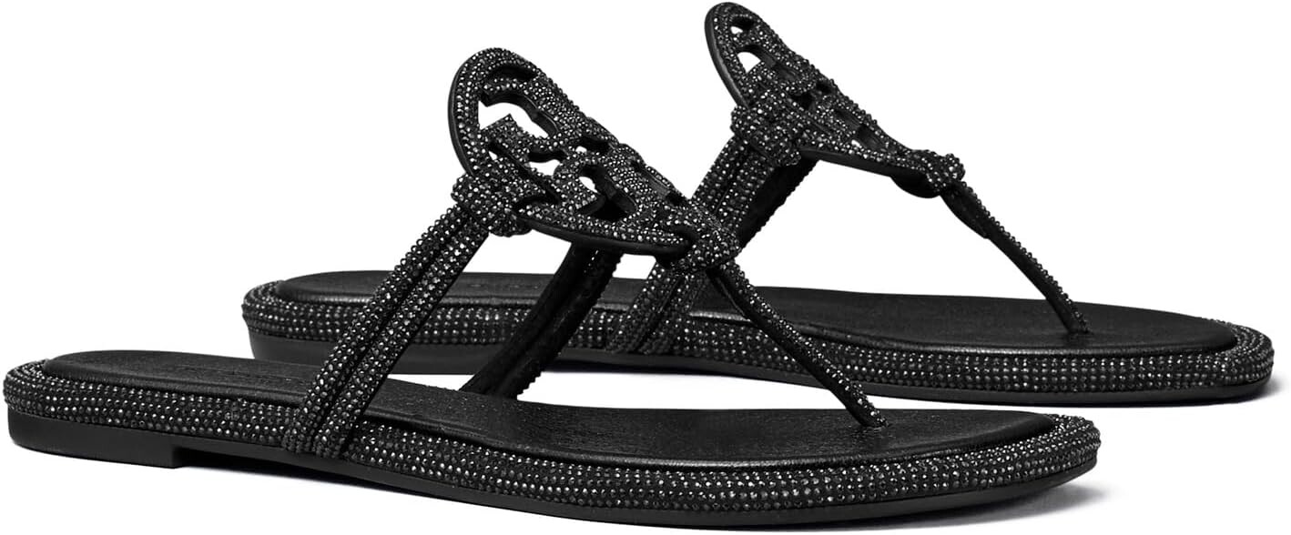 Сандалии на плоской подошве Miller Knotted Pave Tory Burch, цвет Perfect Black