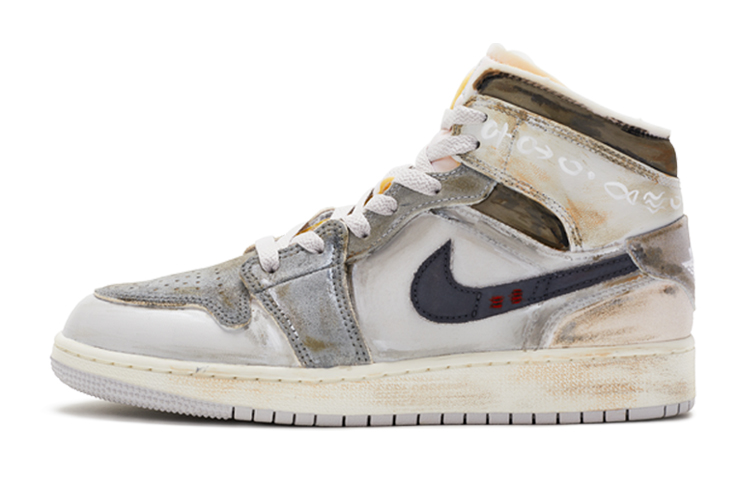 

Кроссовки Air JORDAN 1 Vintage Basketball Shoes Women's High-Top White Brown/Gray