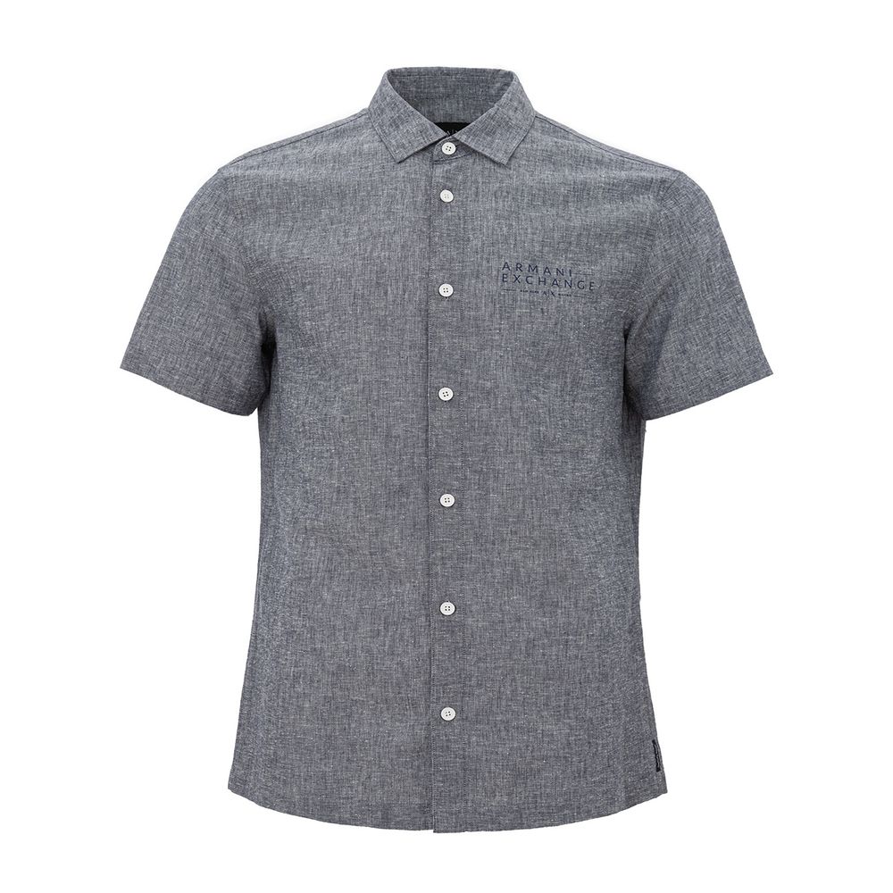 

Элегантная серая рубашка из смеси льна и хлопка Armani Exchange