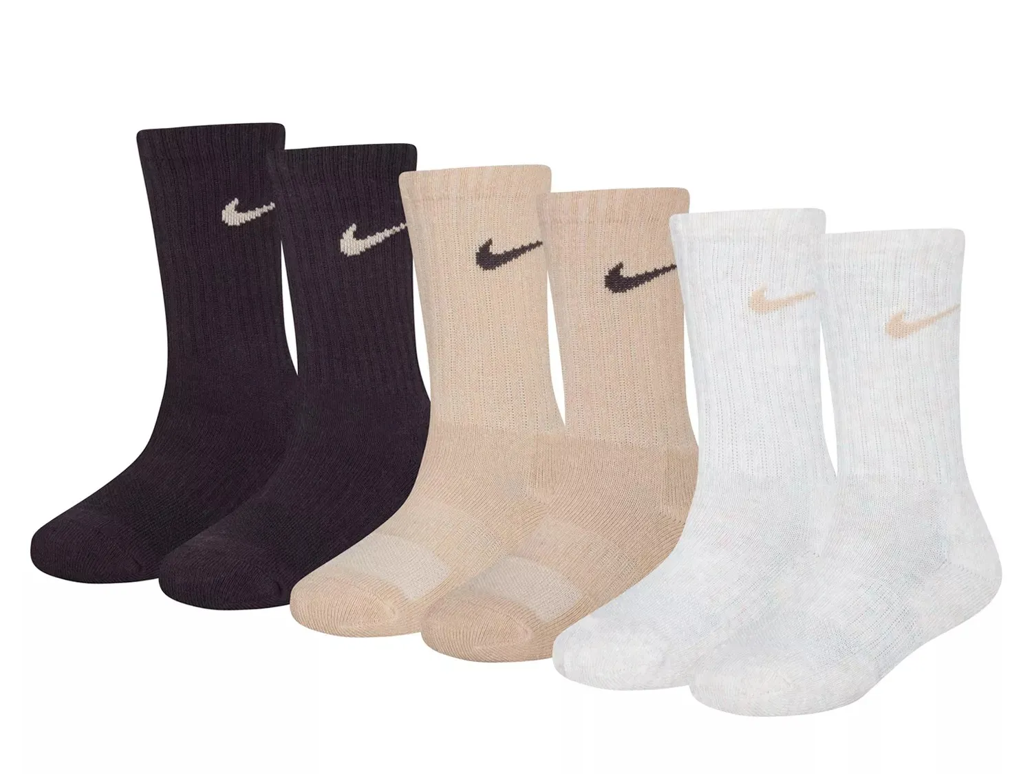 

Детские носки Nike Performance Crew — 6 шт., бежевый/белый/черный