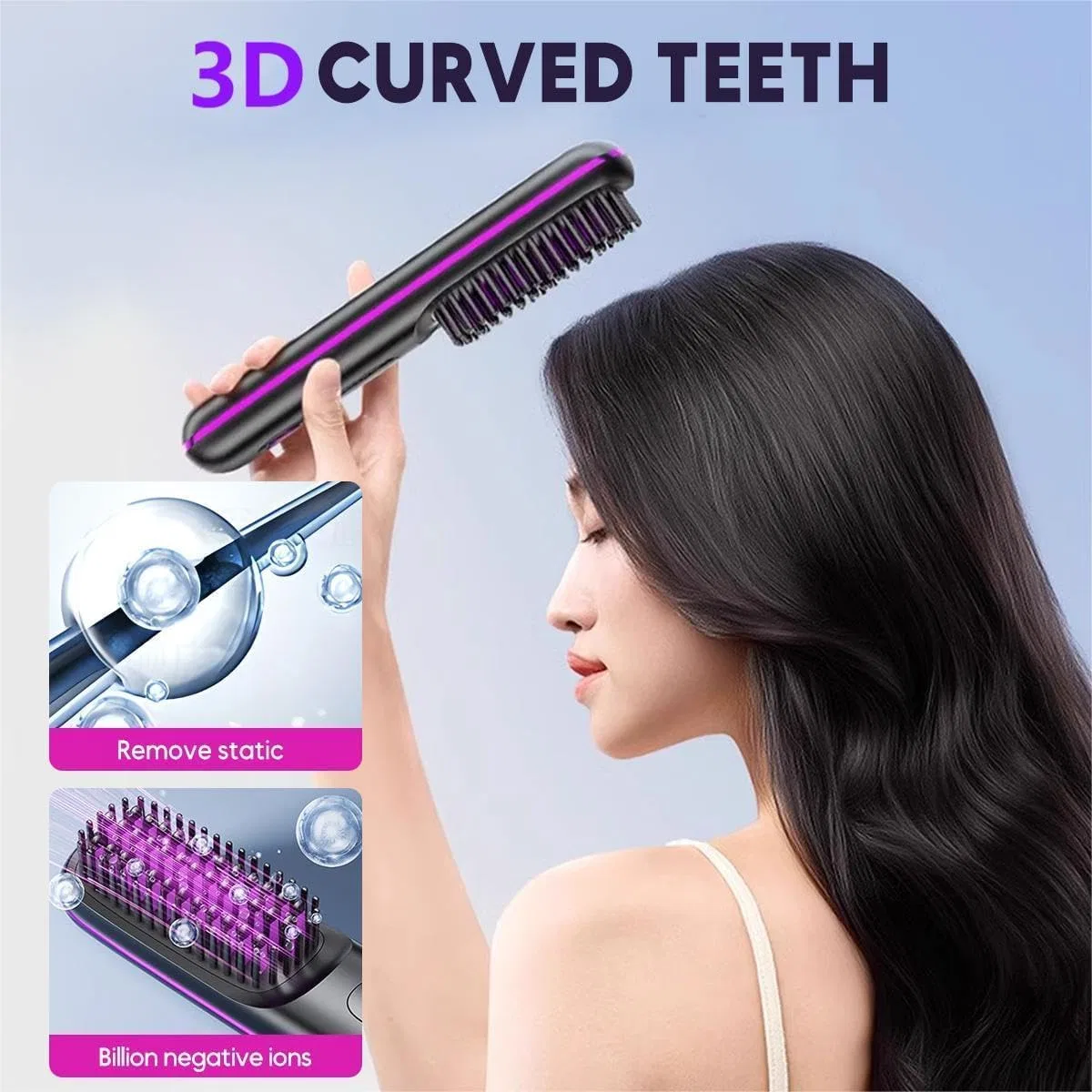 Беспроводная щетка-выпрямитель для волос Go Brush Pro Gahwa, Black — фото 3