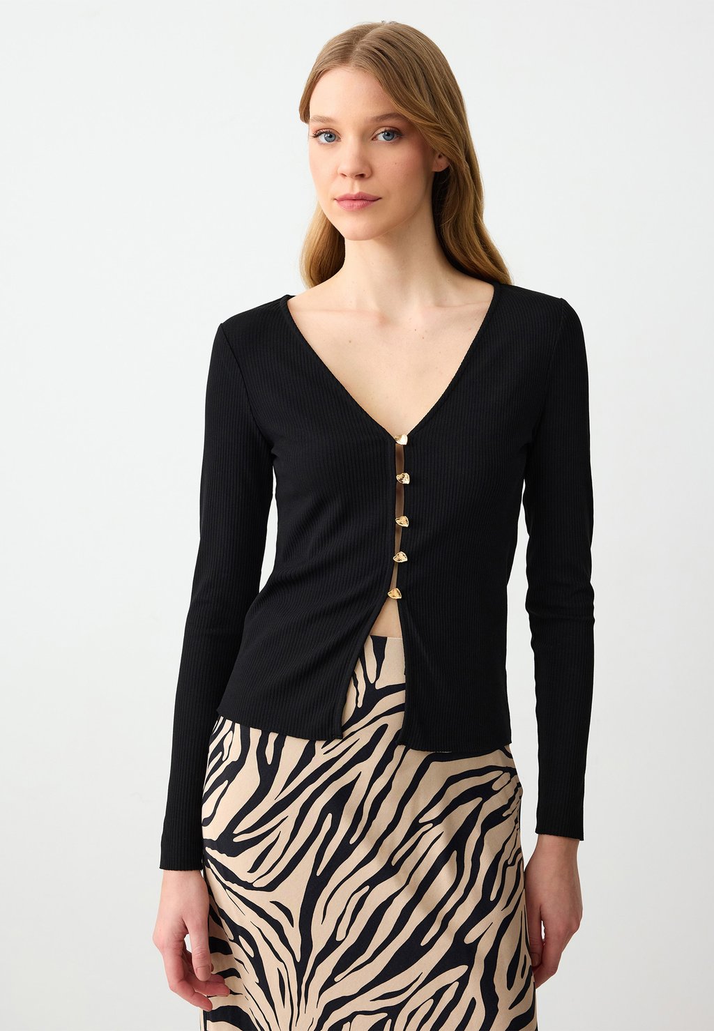 

Кардиган LACK V-NECK BUTTON-UP Jimmy Key, черный