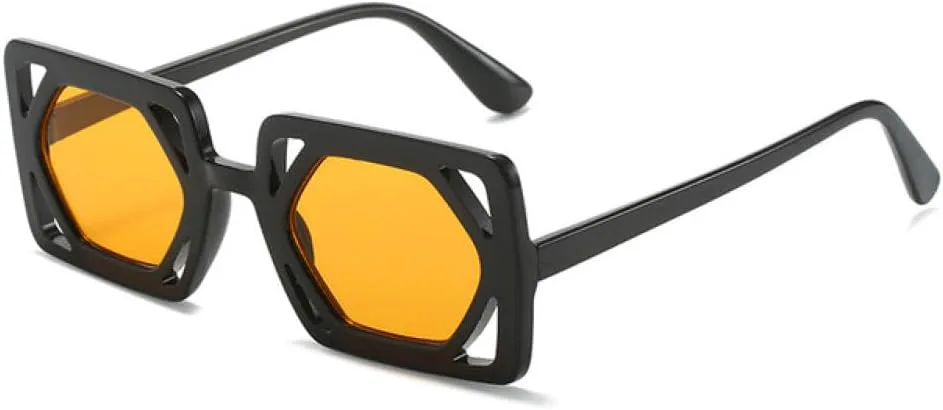 

Полые солнцезащитные очки для женщин, винтажные солнцезащитные очки для мужчин, солнцезащитные очки с защитой от УФ-излучения UV400 LANGSER, Black Orange