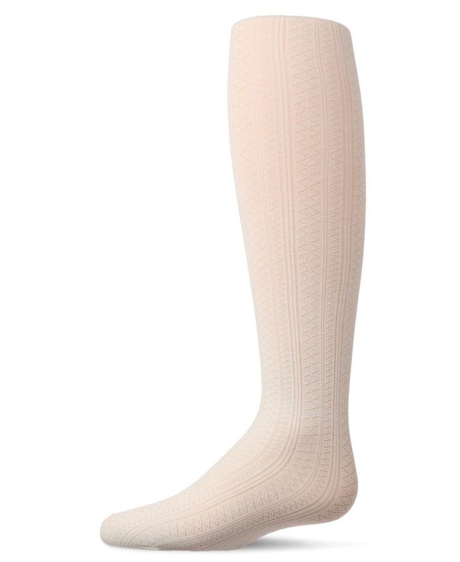 

Детские колготки-свитер с ромбовидным узором и фактурной хлопковой отделкой MeMoi, Winter white