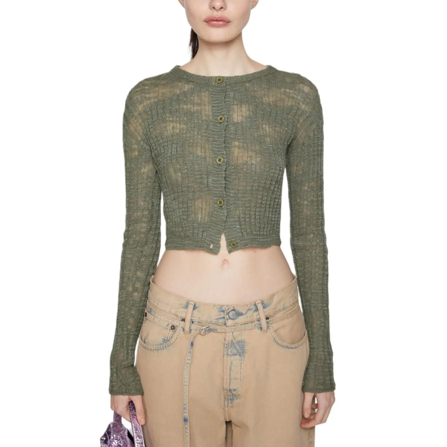Женский топ цвета морской водоросли Acne Studios — фото 3