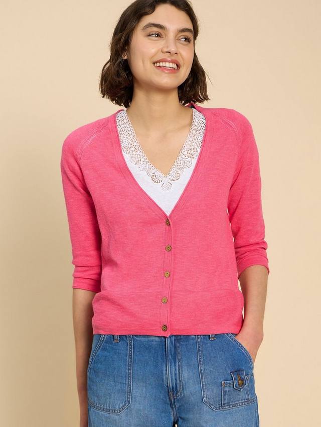 

Кардиган из льняной смеси naria White Stuff, цвет Bright Pink