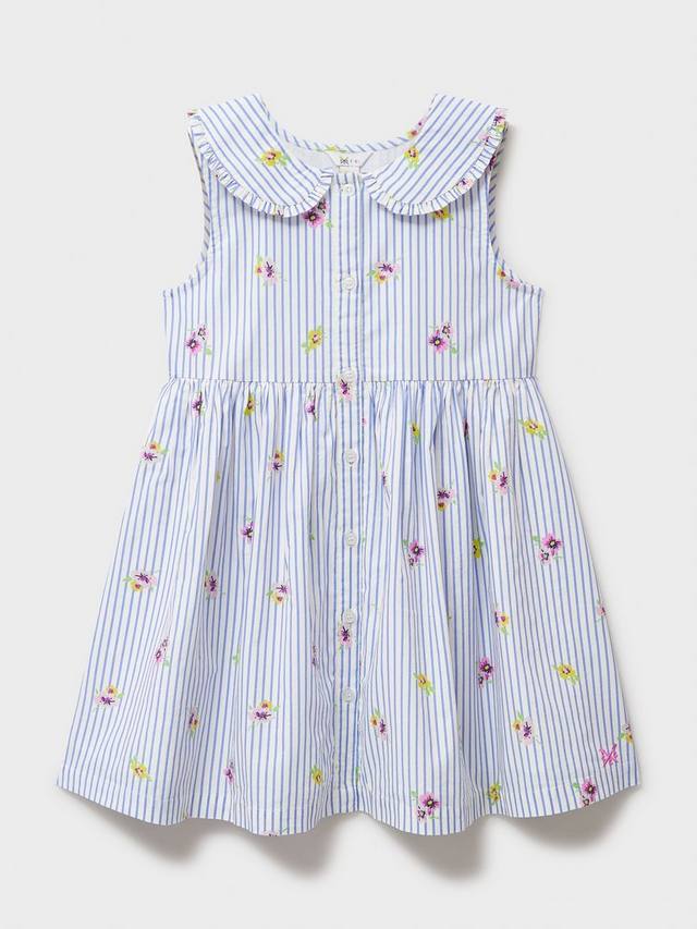 

Детское платье без рукавов из хлопка с принтом Crew Clothing, Multi Blue