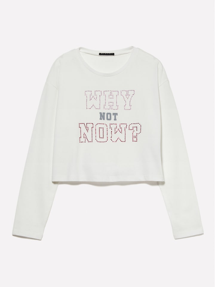 

Sisley Белая футболка с длинными рукавами