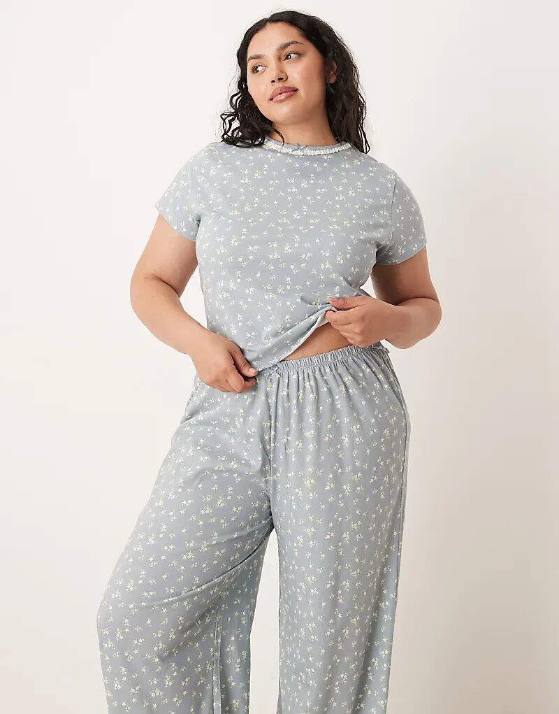 

Детская пижамная футболка ASOS DESIGN Curve Mix & Match с синим мелким принтом