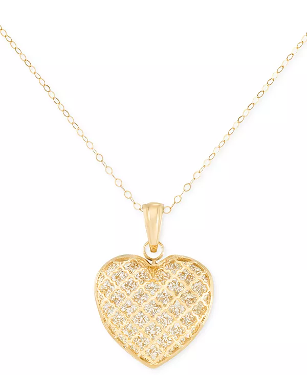 

Ожерелье с кулоном в виде текстурированного сердца длиной 18 дюймов из двухцветного золота 10 карат Macy'S, two-tone