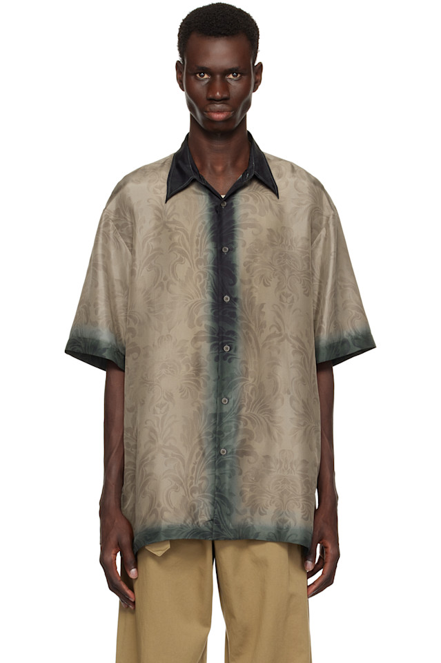 

Шелковая рубашка с коротким рукавом Dries Van Noten, цвет petrol