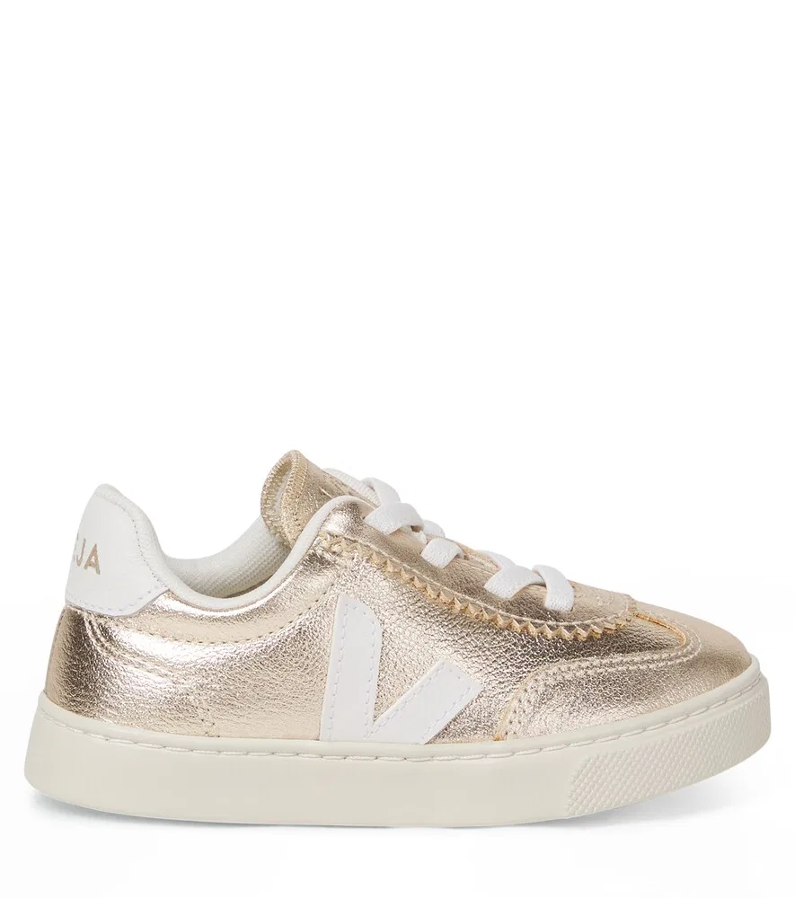 Кроссовки Volley из металлизированной кожи Veja Kids, розовый — фото 4