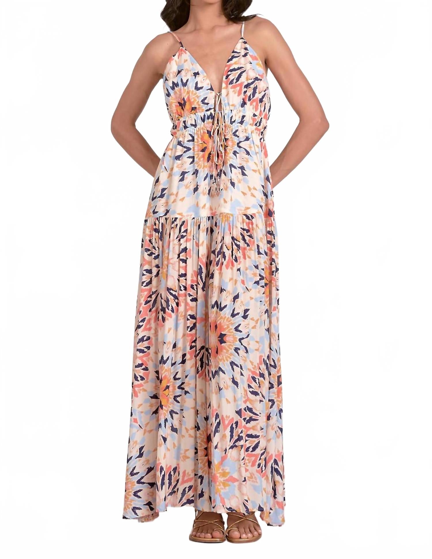 

Кира Макси-платье в разноцветном калейдоскопе ELAN, мультиколор