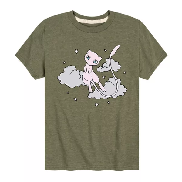 

Футболка для мальчиков 8-20 лет с принтом покемона Mew, звёздами и облаками Licensed Character, зеленый