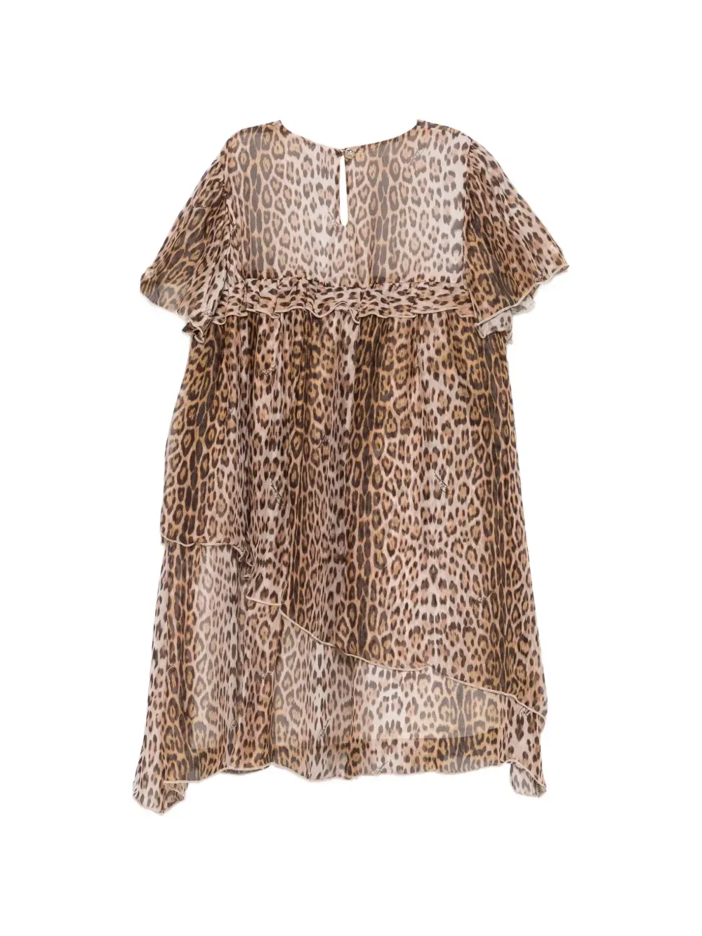 Платье с оборками и леопардовым принтом Roberto Cavalli Junior, бежевый — фото 2