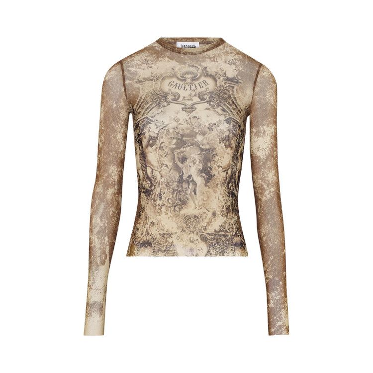 

Топ Jean Paul Gaultier Médaillon Long-Sleeve Top, Light Beige/Taupe