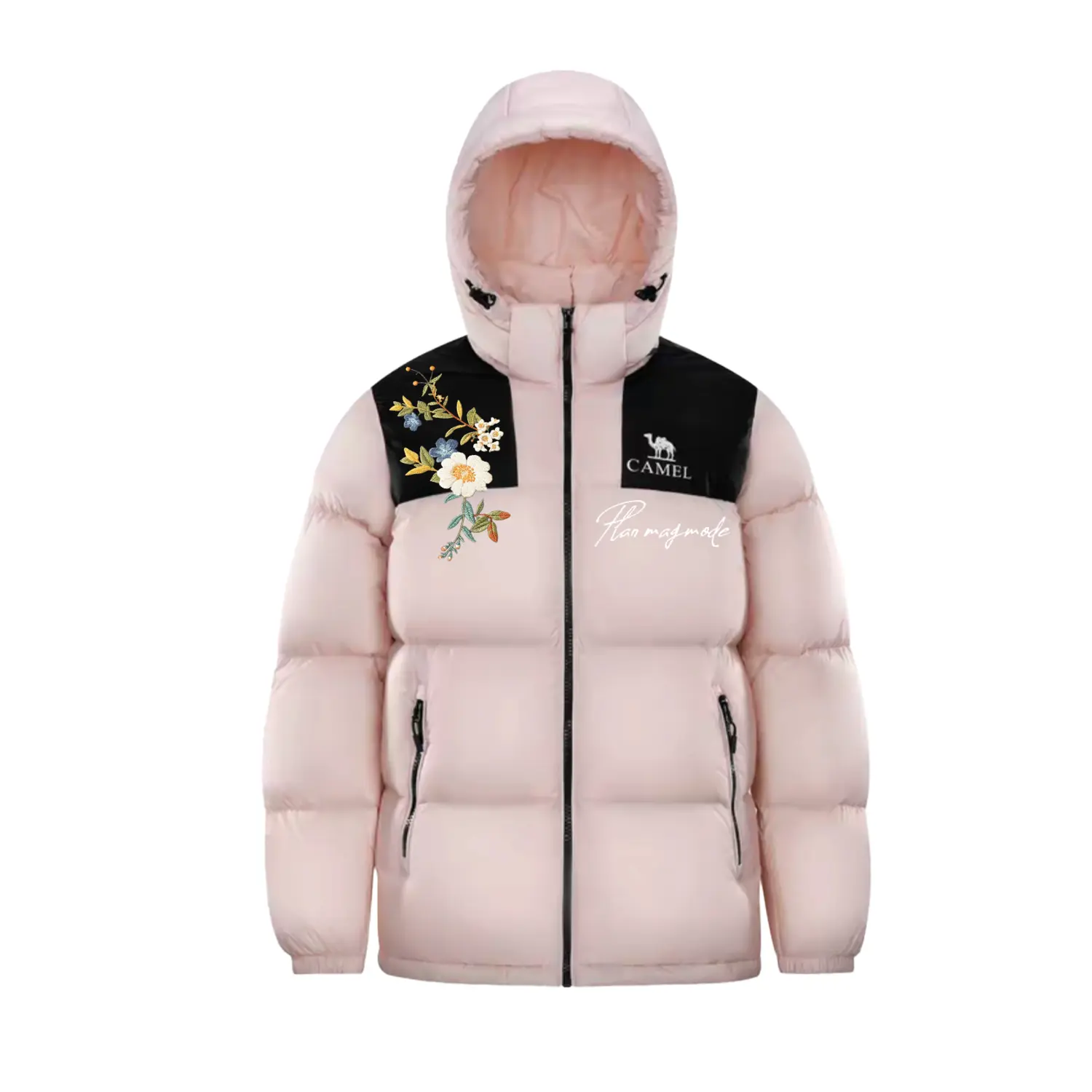 

Пуховик Unisex с капюшоном утепленный CAMEL, белый jade powder / phantom черный