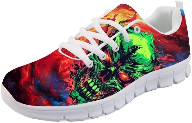 

Женские беговые кроссовки Forchrinse с принтом скелета в стиле тай-дай, унисекс, с черепом, для ходьбы, спорта, модные повседневные и спортивные обувь, зеленый