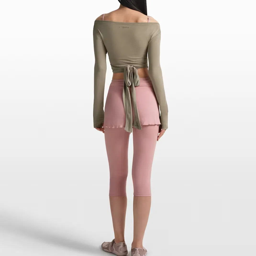 Топ с длинным рукавом SKIMS Stretch Knit Wrap Nike, NSKM Sand Dune — фото 4
