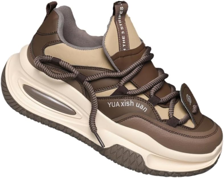 

Мужские кроссовки с толстой подошвой, верх из ПУ и резиновая подошва. Противоскользящие и долговечные. Модные и универсальные Fmshi, хаки