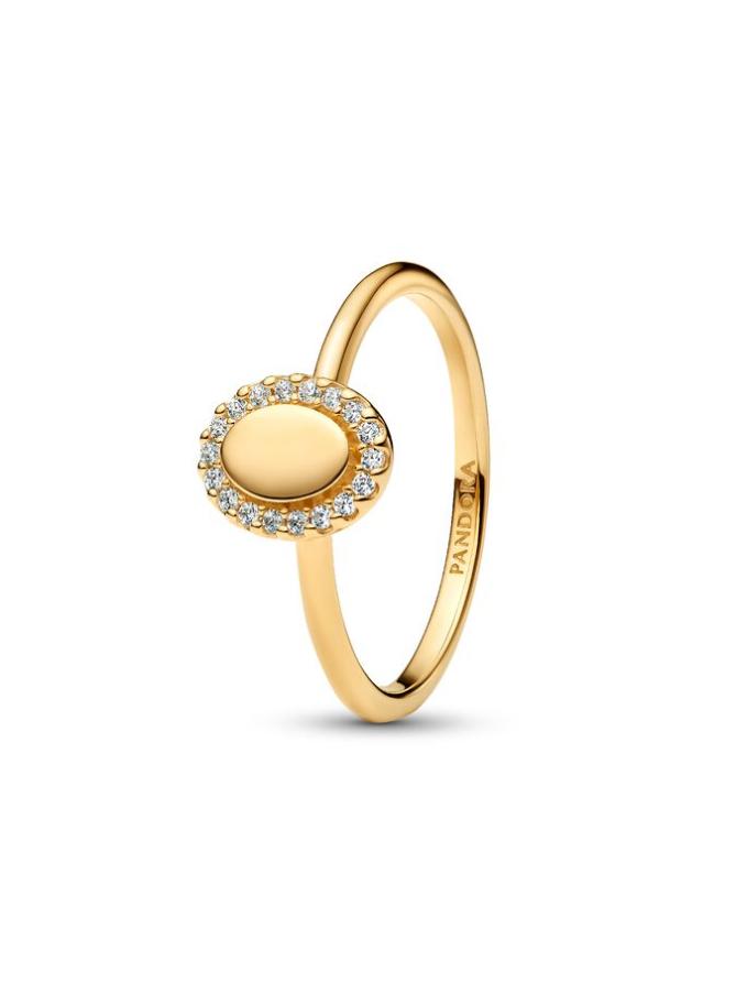 

Кольцо Pandora Engravable Oval Halo Ring, золото