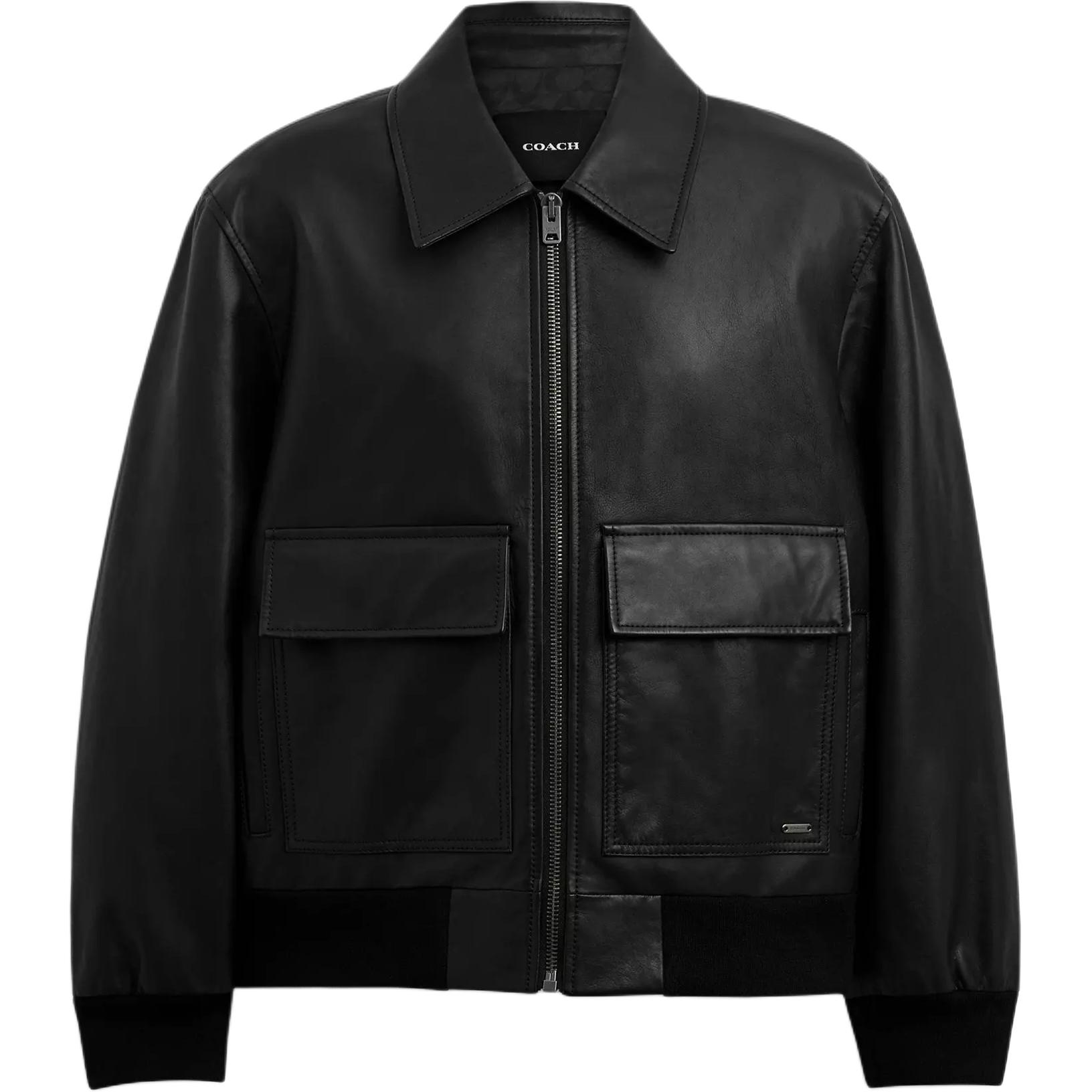 

COACH Кожаная куртка мужская черная FW24, Black
