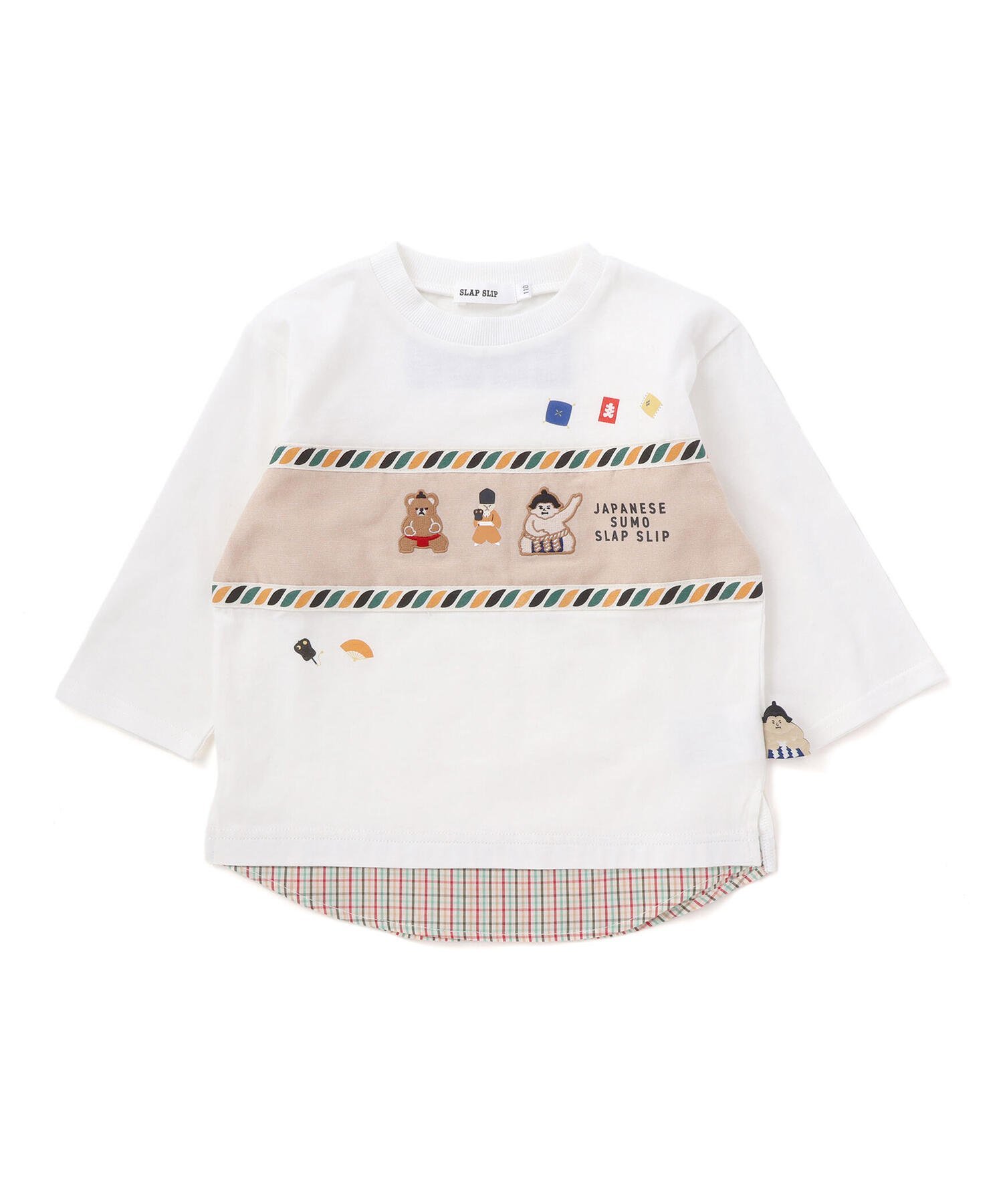 Футболка из трикотажа в клетку с рукавами 3/4 (80–130 см) SLAP SLIP, White — фото 2
