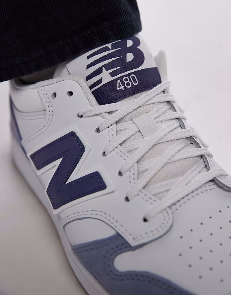 Кроссовки унисекс 480L белого и синего цвета New Balance — фото 4