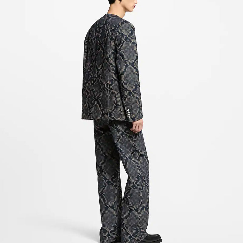 LOUIS VUITTON Графическая джинсовая куртка без воротника, Indigo — фото 4