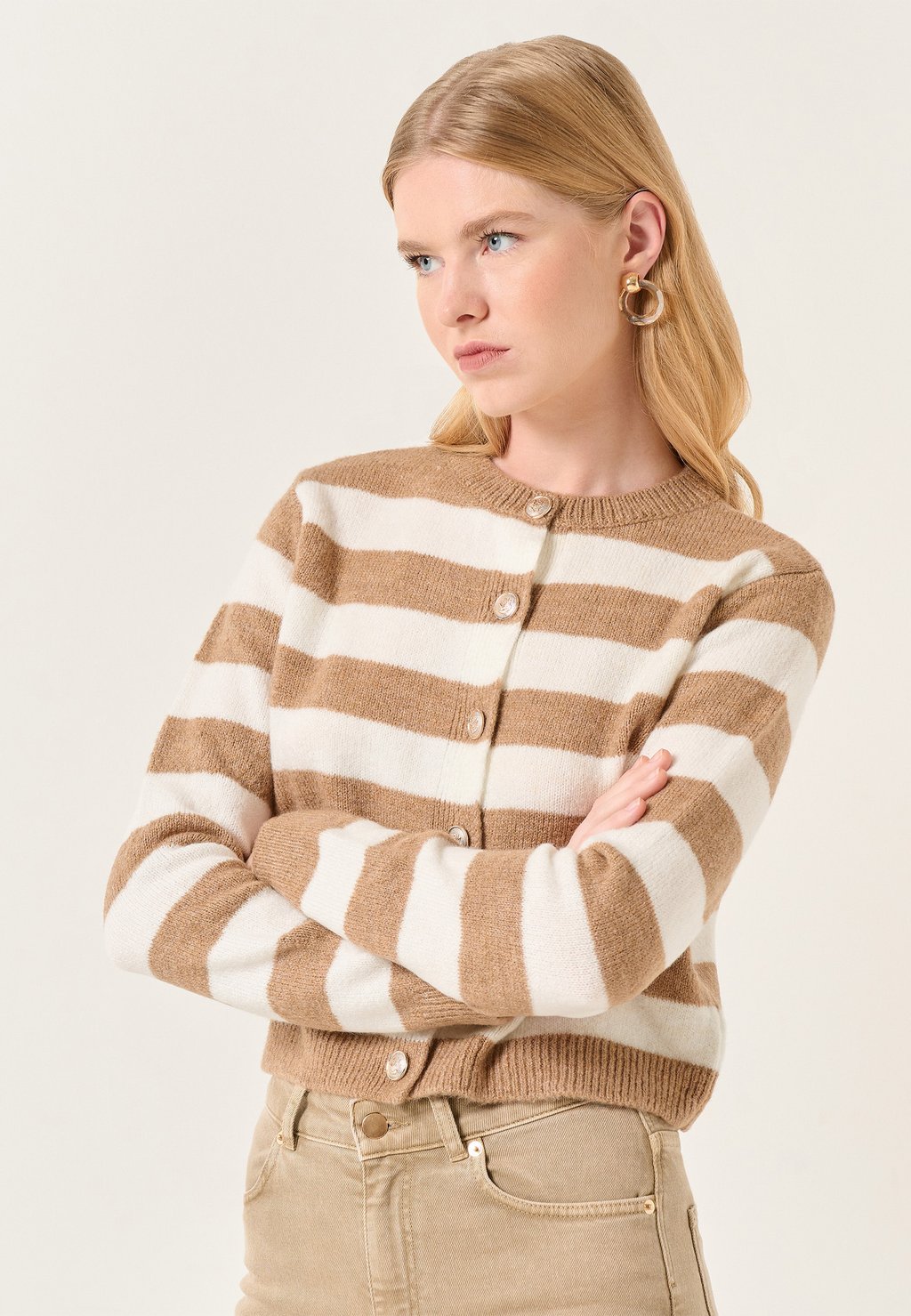 

Кардиган LONG SLEEVED STRIPED PATTERNED Jimmy Key, бежевый