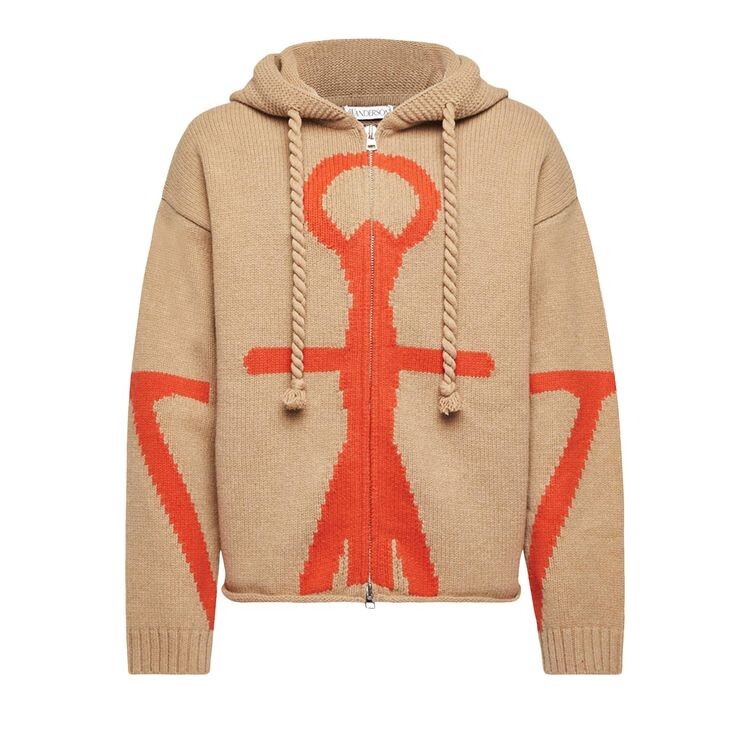 

Худи JW Anderson Zip Up Anchor Hoodie Beige, желто-коричневый