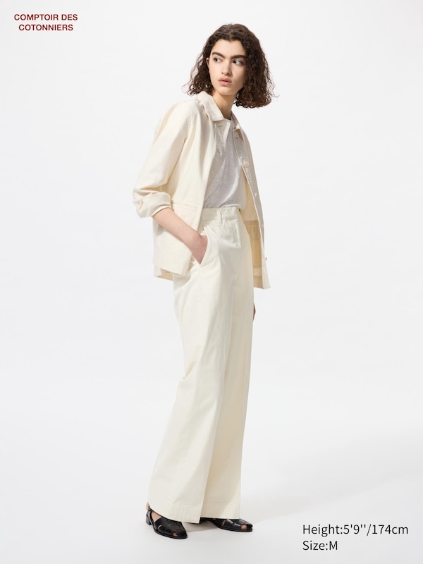 

Прямые брюки из хлопка Uniqlo, белый