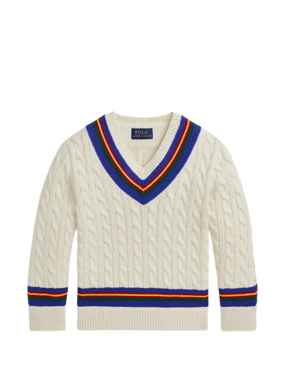 Свитер крупной вязки с V-образным вырезом Polo Ralph Lauren Kids, нейтральный