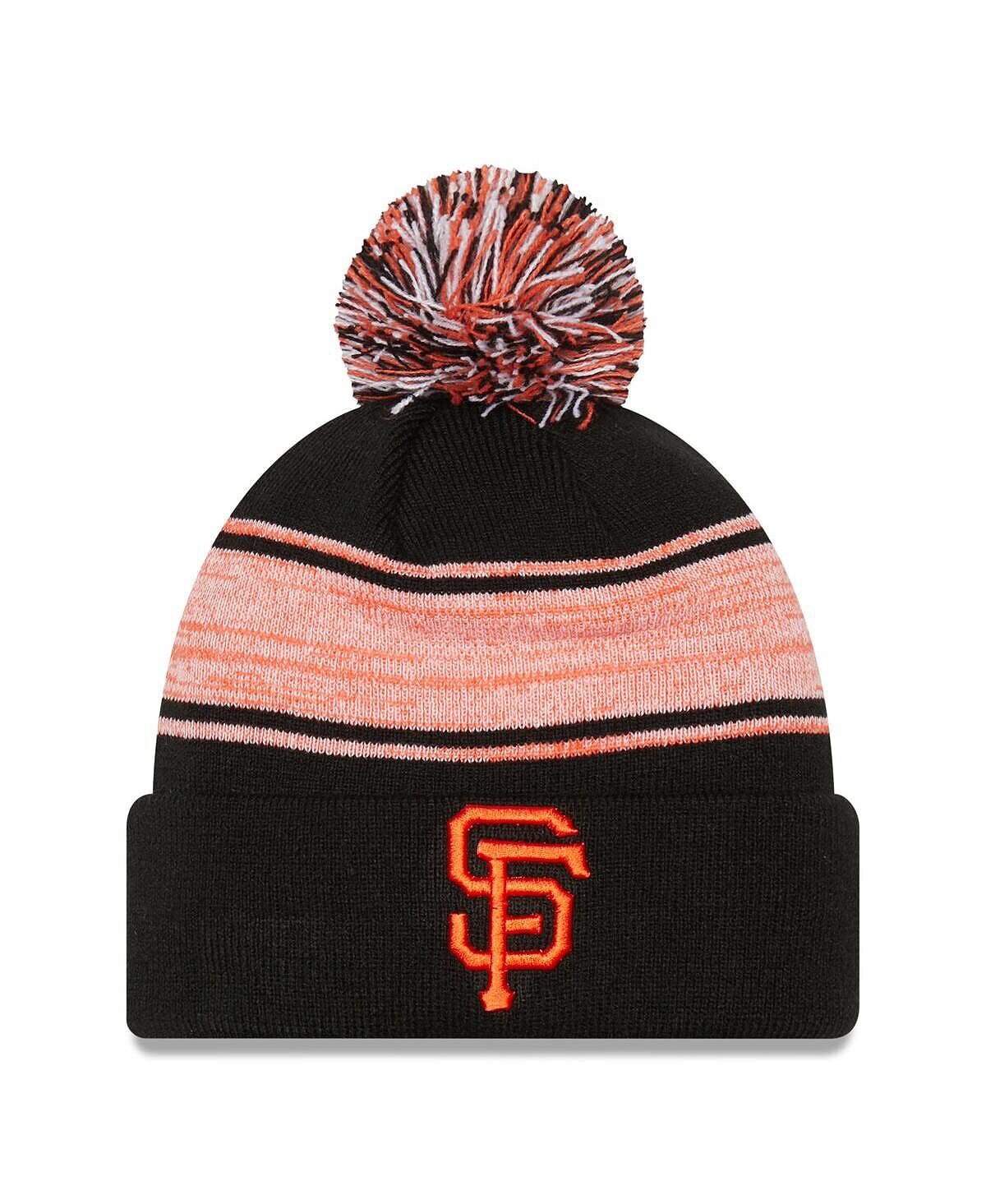 

Мужская черная вязаная шапка с манжетами и помпоном San Francisco Giants New Era