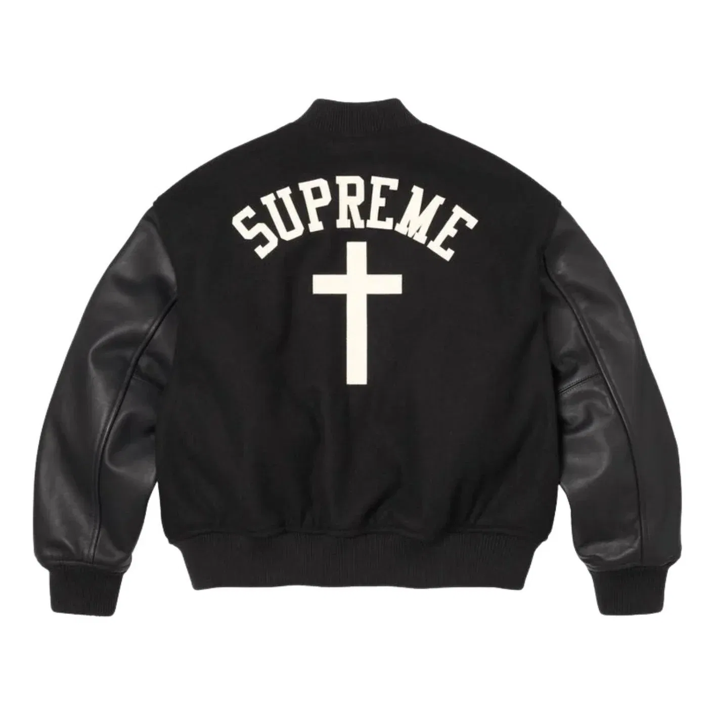 Куртка Supreme SS26 Cross Varsity Jacket 'Black' SUP-SS26-155-BLK, черный