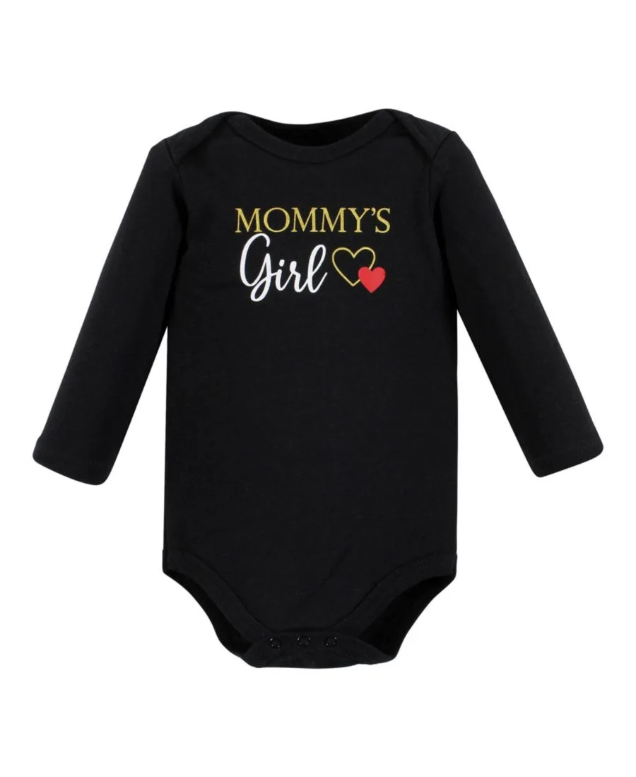 Комплект из 3 хлопковых боди с длинными рукавами Hudson Baby, girl mommy красный черный 3-pack — фото 4